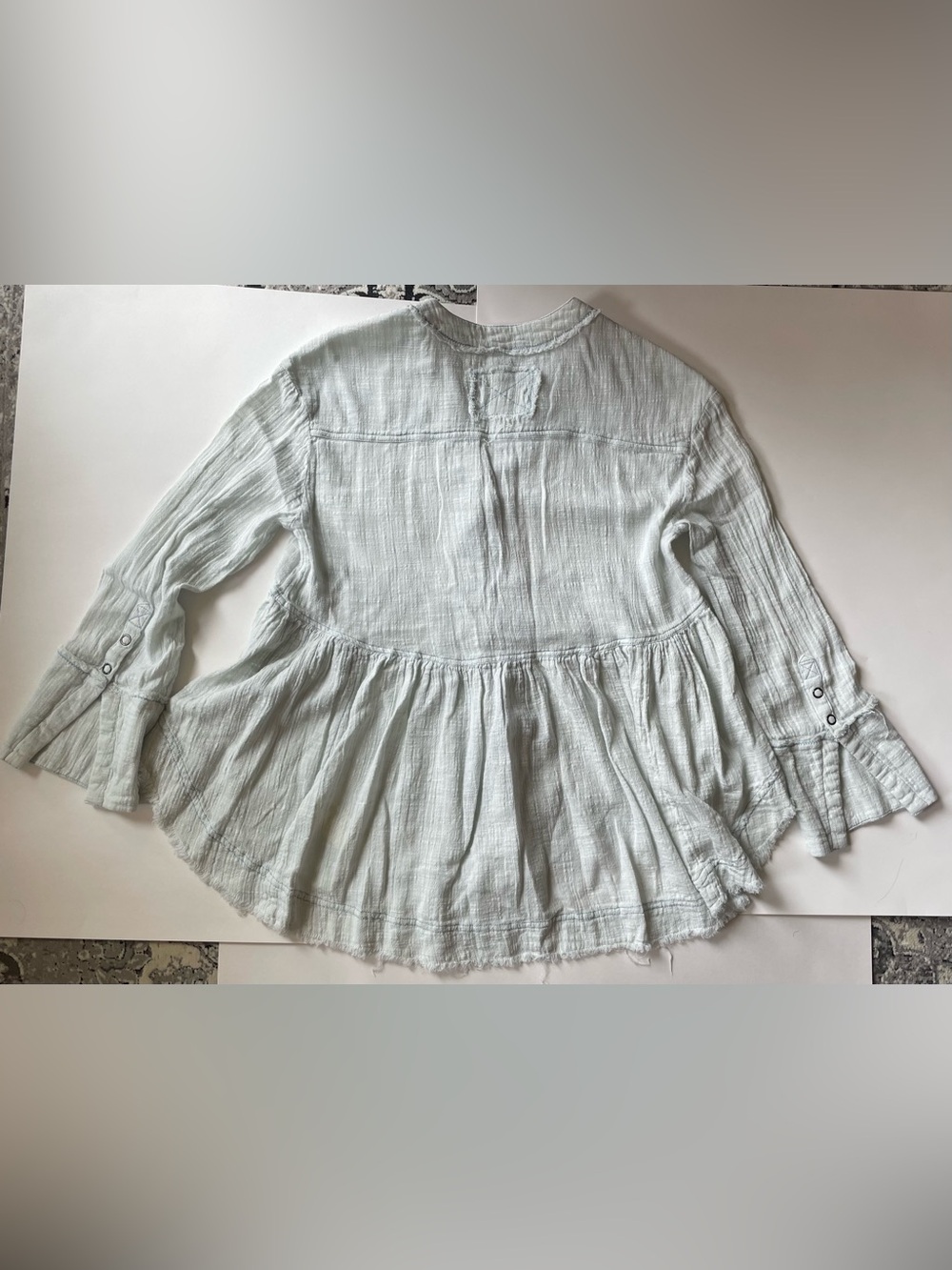 We The Free Light Blue Cotton Chambray Button-Front Shirt - Picture 3 of 8